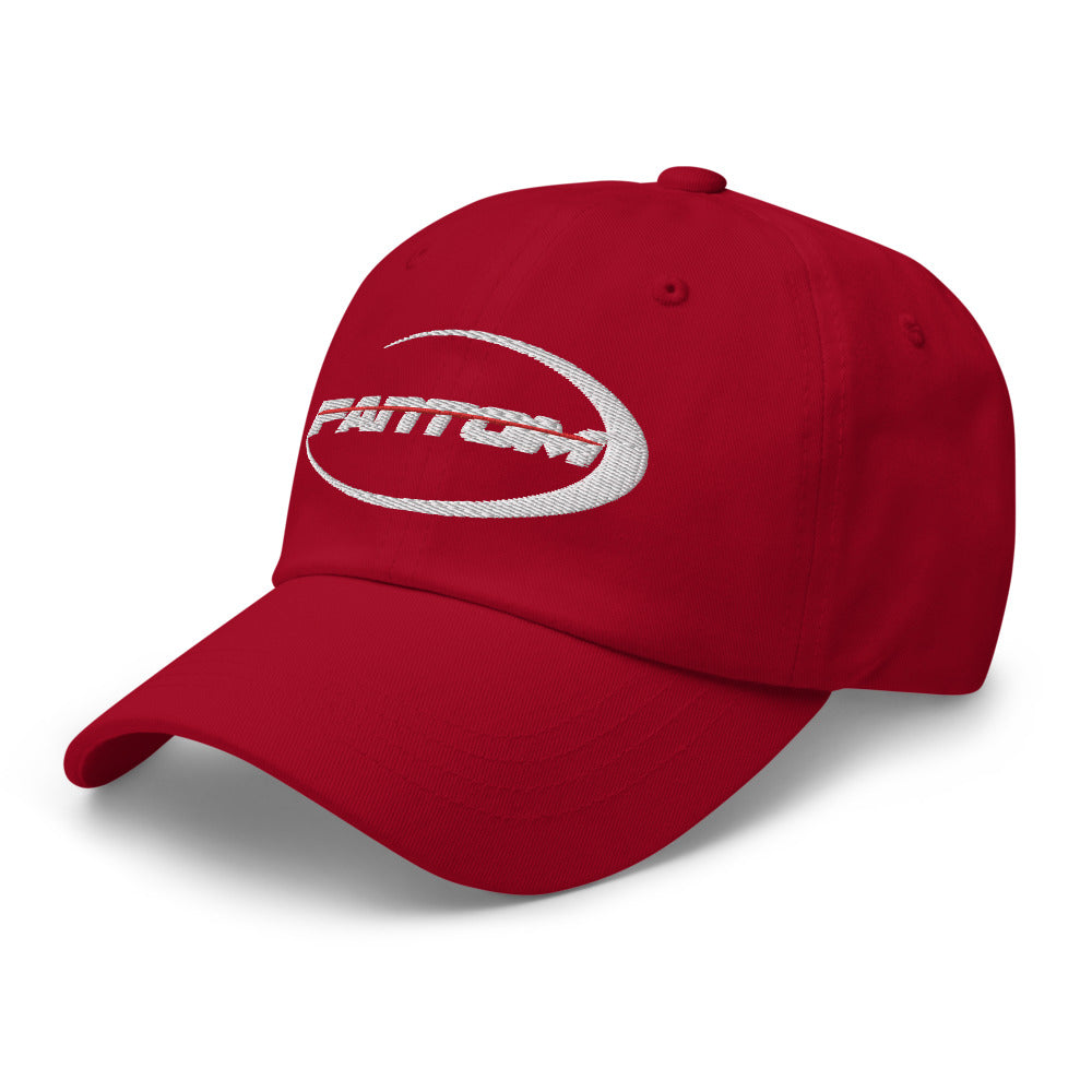 left-front cranberry red dad hat